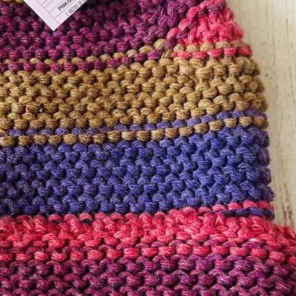 Colorful Striped Knit Crochet Pom Pom Beanie Hat - Picture 3 of 6